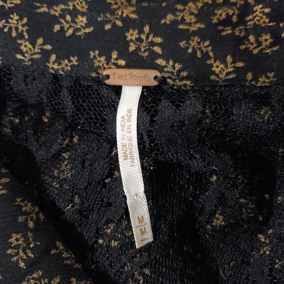 Free People All that Glitters Sheer Lace Blouse Size M Black Whimsigoth ASO TV - Picture 8 of 11